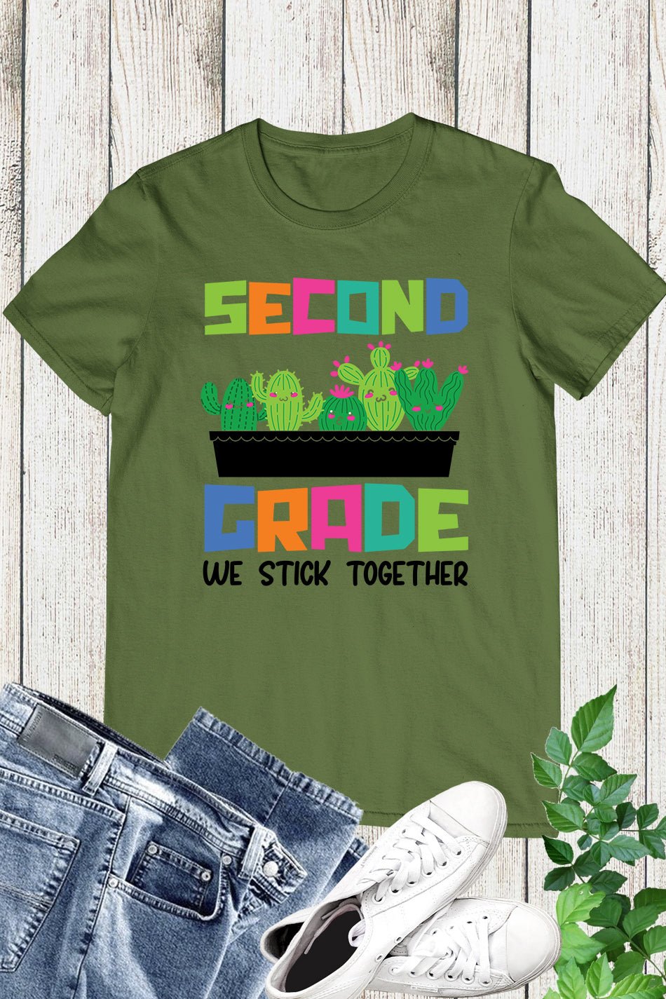 2nd Grade We Stick Together Teacher Shirt - Image 5