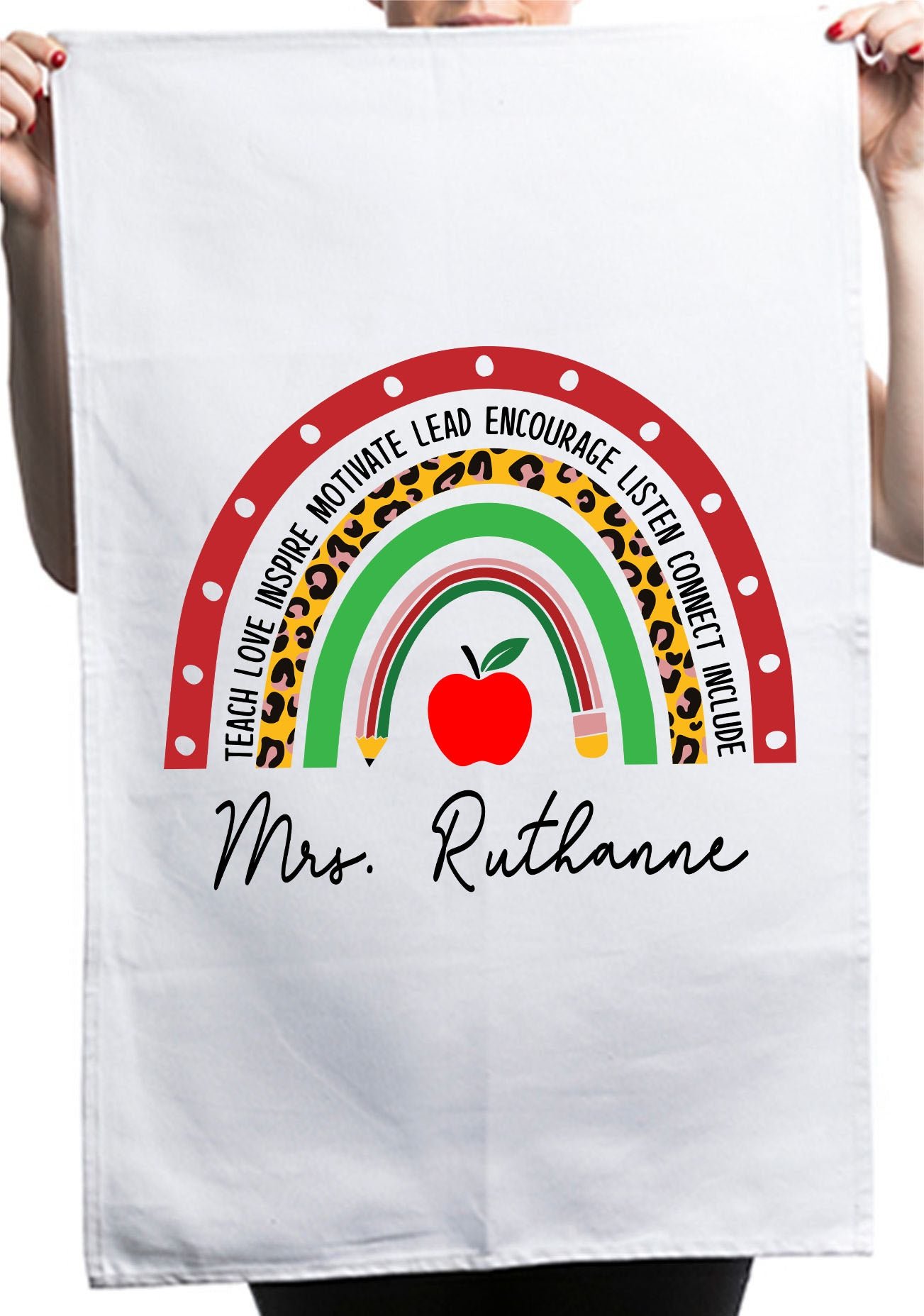 Motivational Teacher Appreciation Gift Custom Thank You Kitchen Table Tea Towel - Image 2