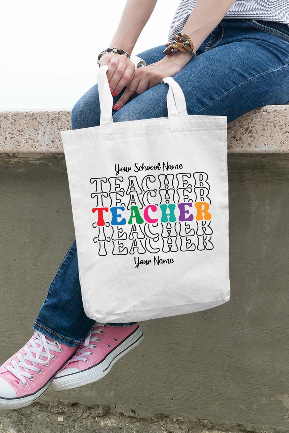Custom Teacher Bag With Teacher and School Name - Image 3