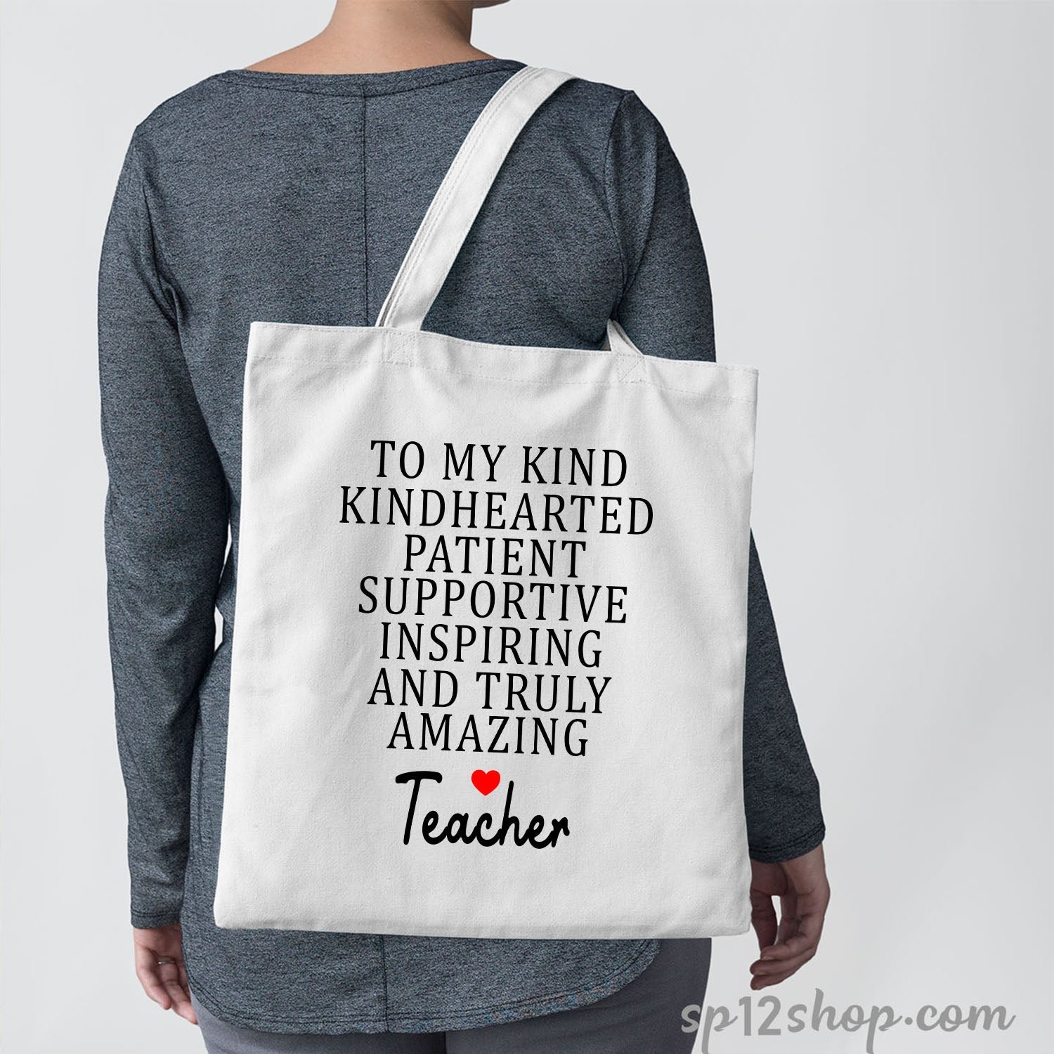 Inspirational Thank You Teacher Appreciation Custom Shopping Gifts Tote Bag - Image 4