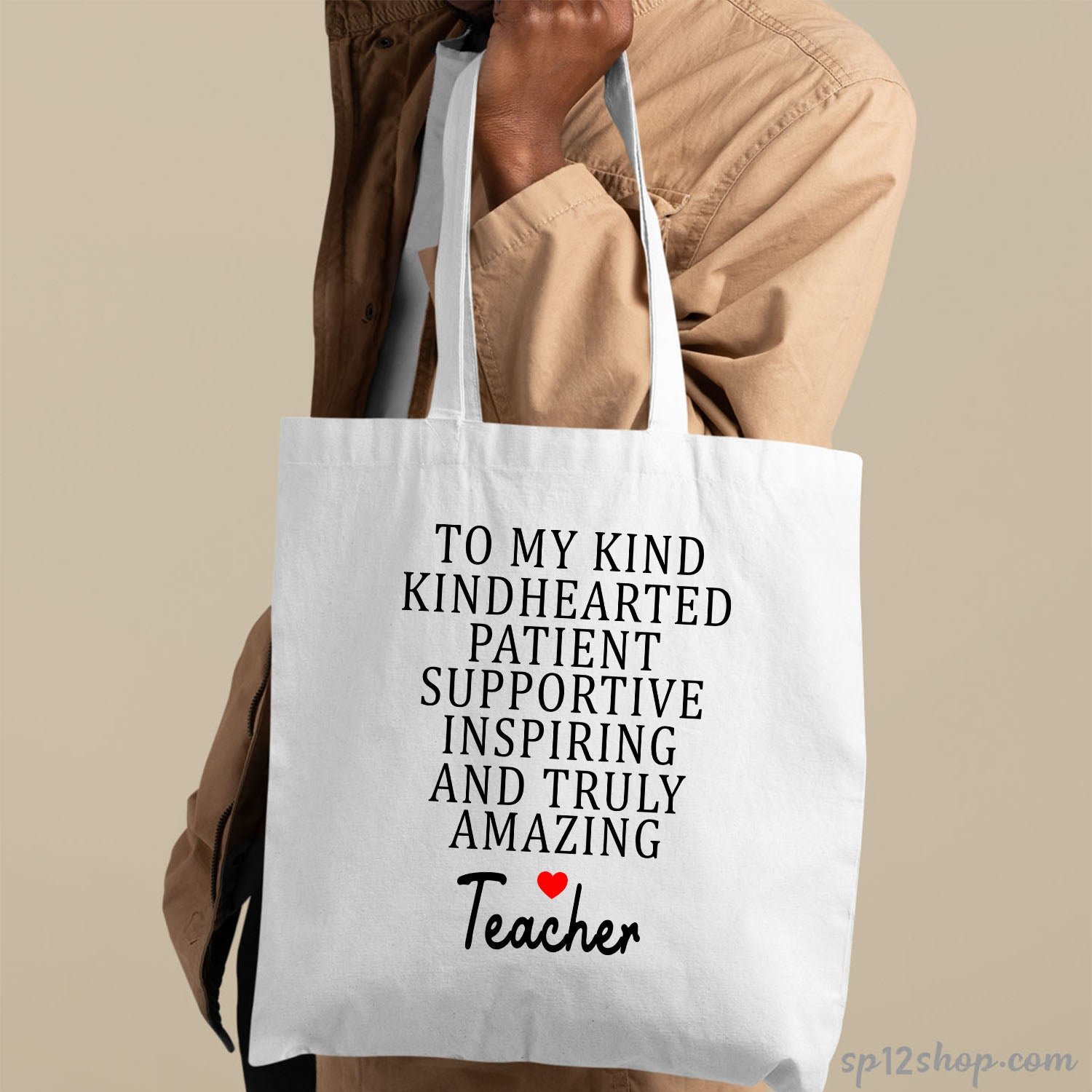 Inspirational Thank You Teacher Appreciation Custom Shopping Gifts Tote Bag - Image 5