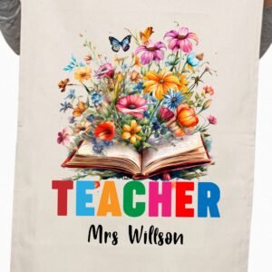 Floral Books Lover Custom Thank You Gift Kitchen Table Tea Towel