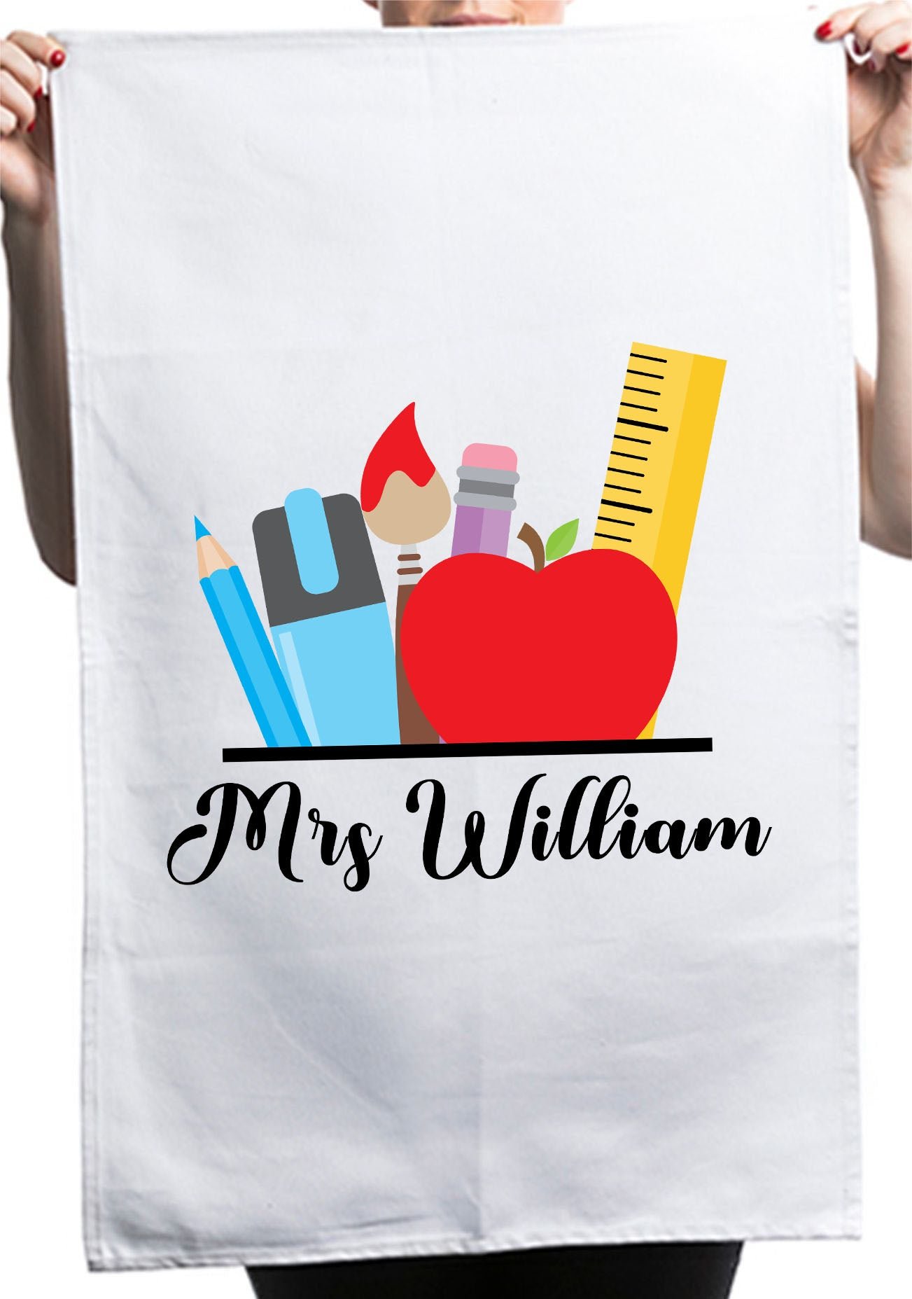 Custom Teaching Thank You Teacher Kitchen Table Tea Towel - Image 2