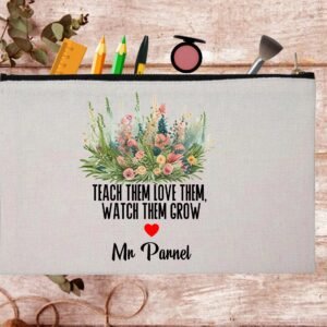 Flower Teacher Appreciation Custom Thank You Pouch Bag Pencil Case