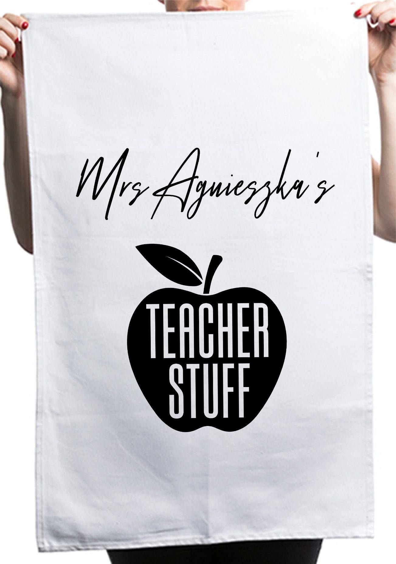Funny Teacher Appreciation Custom Thank You Gifts Kitchen Table Tea Towel - Image 2