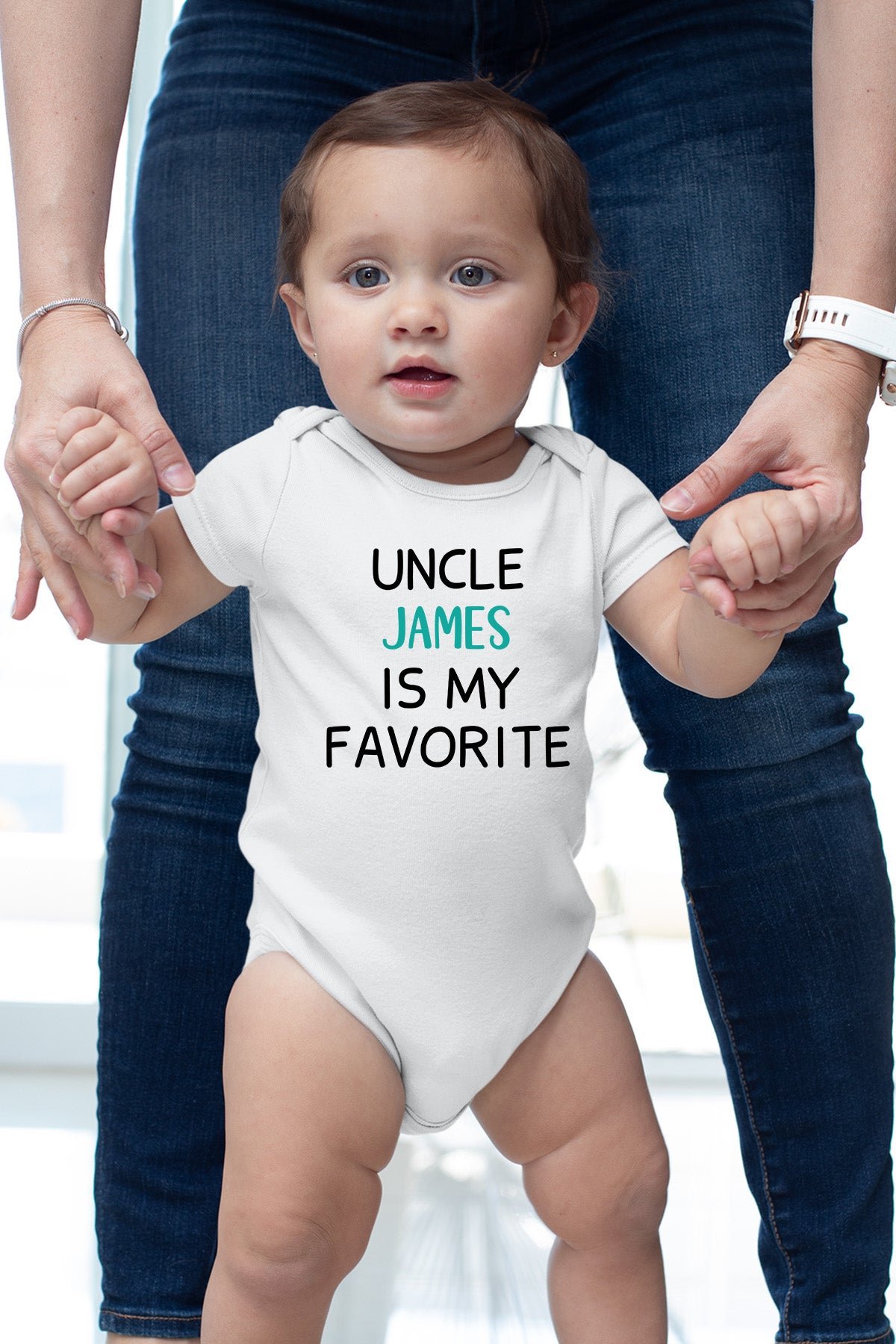 Custom Name Uncle is My Favorite Baby Bodysuit - Image 2