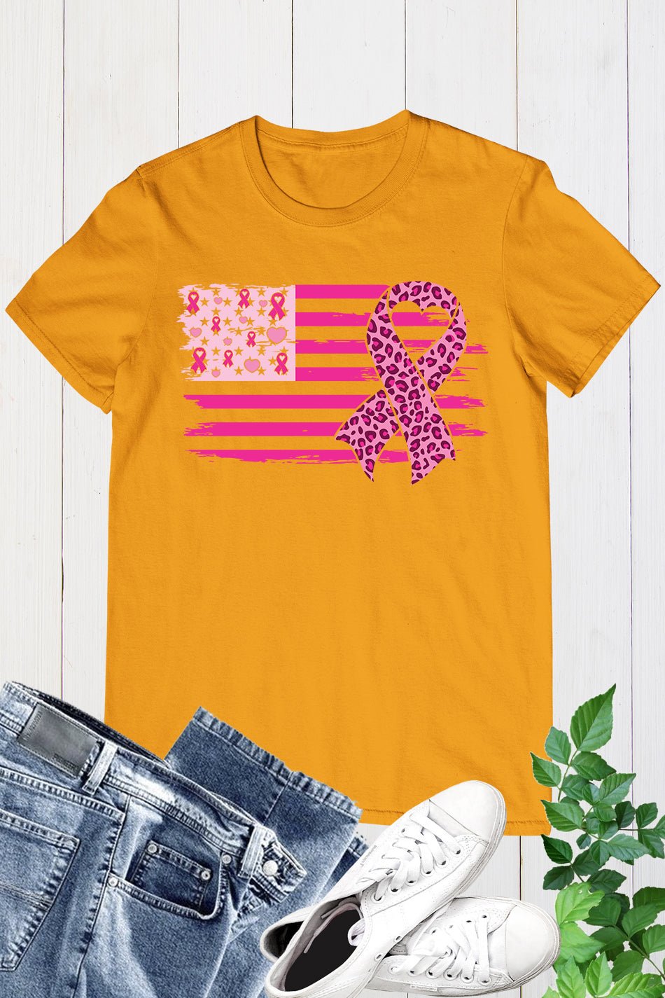 American Flag Breast Cancer Awareness Shirts