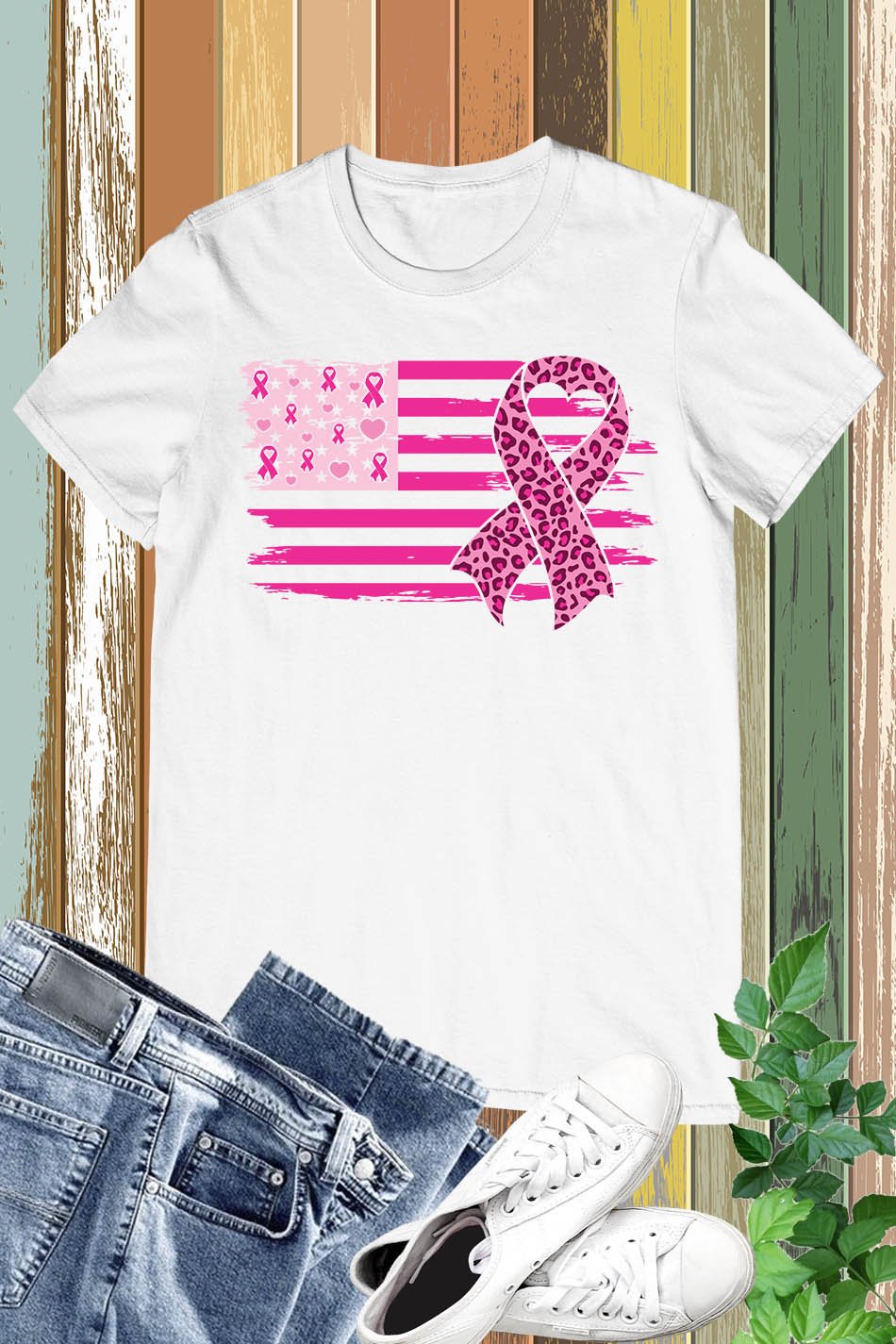 American Flag Breast Cancer Awareness Shirts