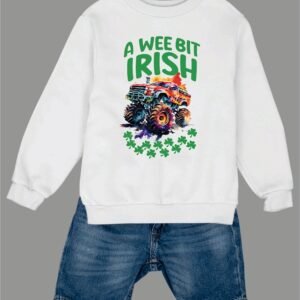 Kids St Patricks Day A Wee Bit Irish Monster Truck Boys Sweatshirt