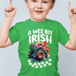 Kids St Patricks Day A Wee Bit Irish Monster Truck Boys T-Shirt