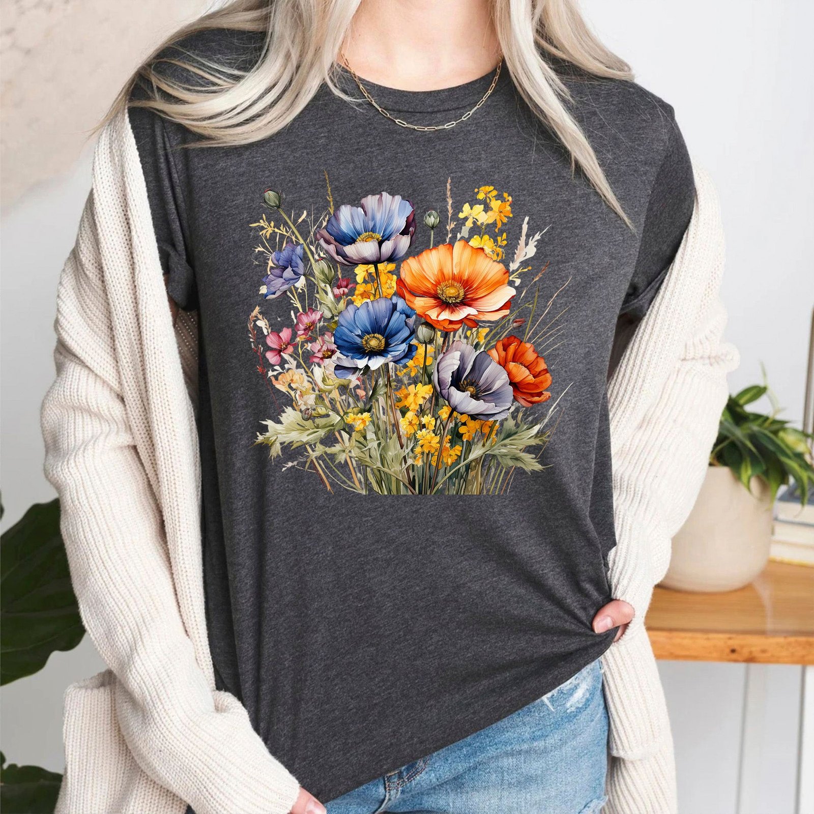 Aesthetic Wild Flower Botanical Floral T Shirt - Image 4