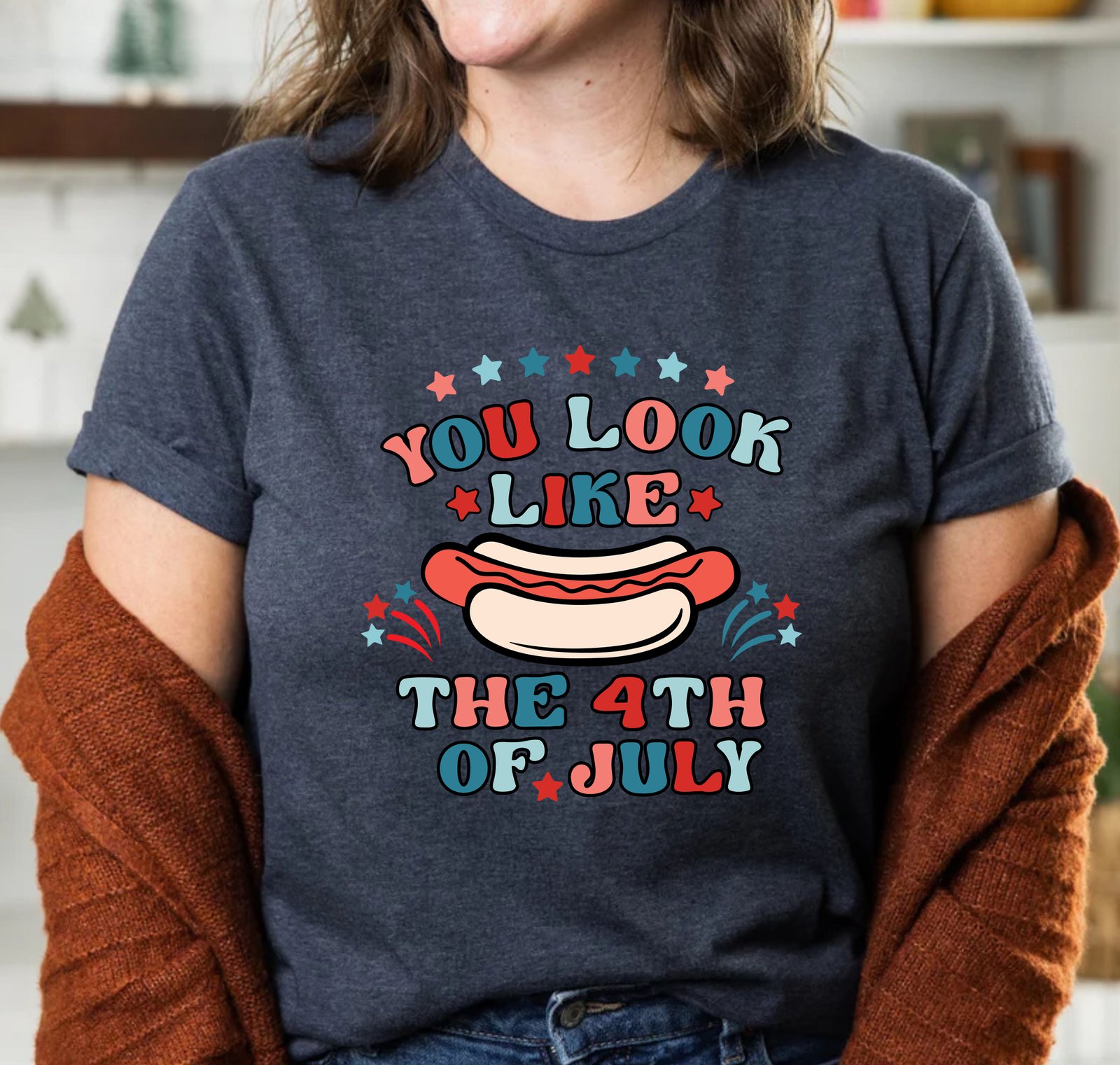 You Look Like The 4th of July Happy Independence Day USA Flag T-Shirt - Image 3