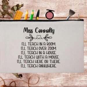 Heart Teacher Appreciation Custom Thank You Gift Pouch Bag Pencil Case